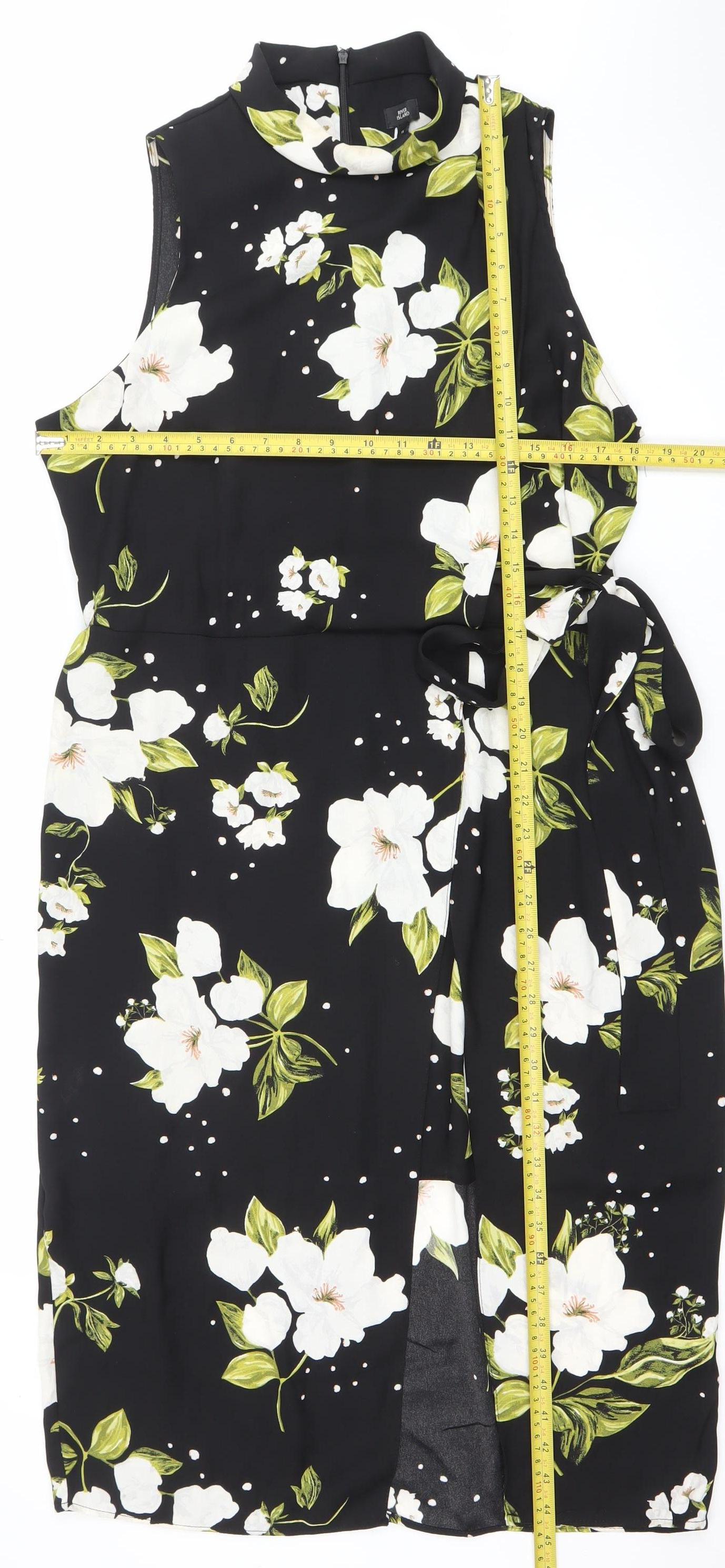 River Island Women’s Black Floral One Shoulder Wrap Dress Size 16