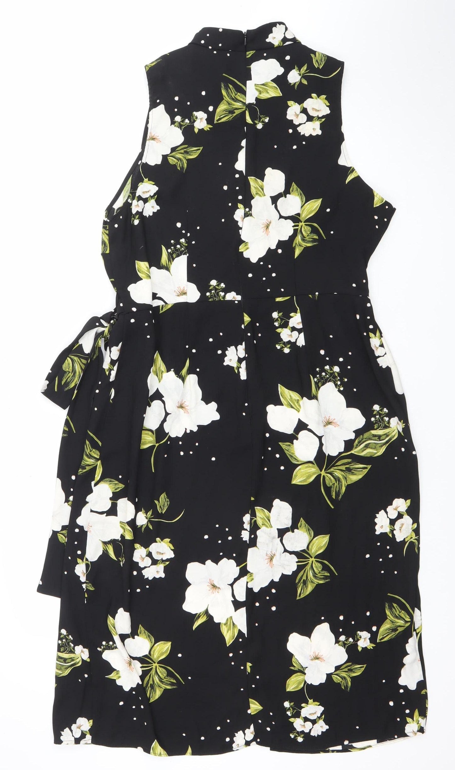 River Island Women’s Black Floral One Shoulder Wrap Dress Size 16