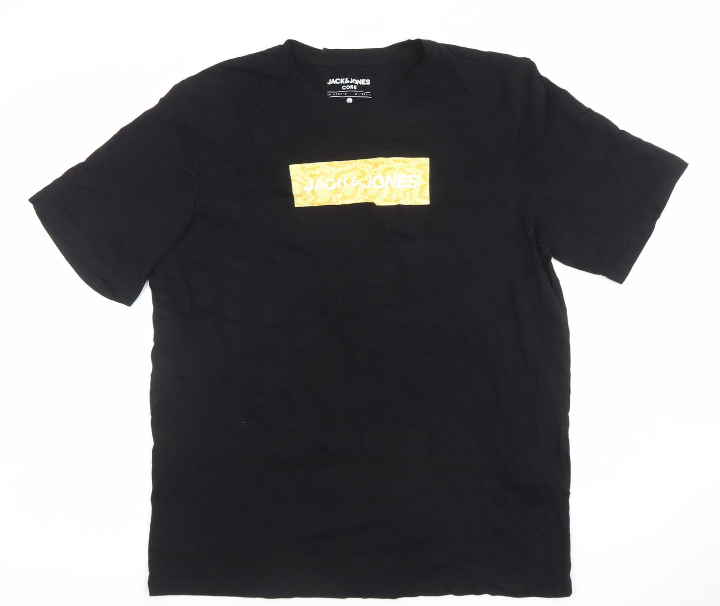 Jack & Jones Men’s Black Logo Graphic Cotton T-Shirt Size L