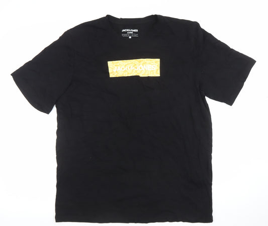 Jack & Jones Men’s Black Logo Graphic Cotton T-Shirt Size L
