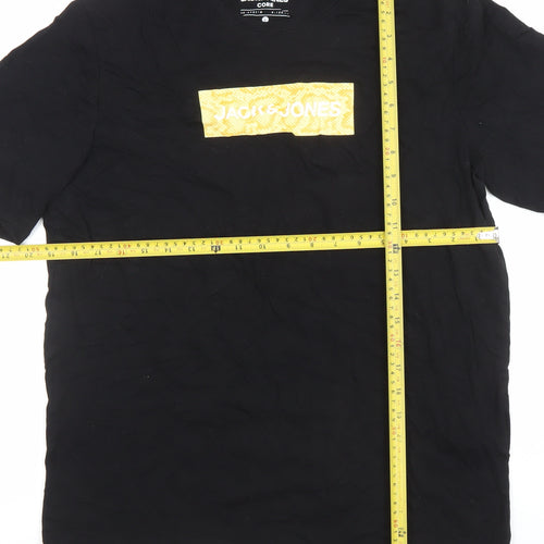 Jack & Jones Men’s Black Logo Graphic Cotton T-Shirt Size L