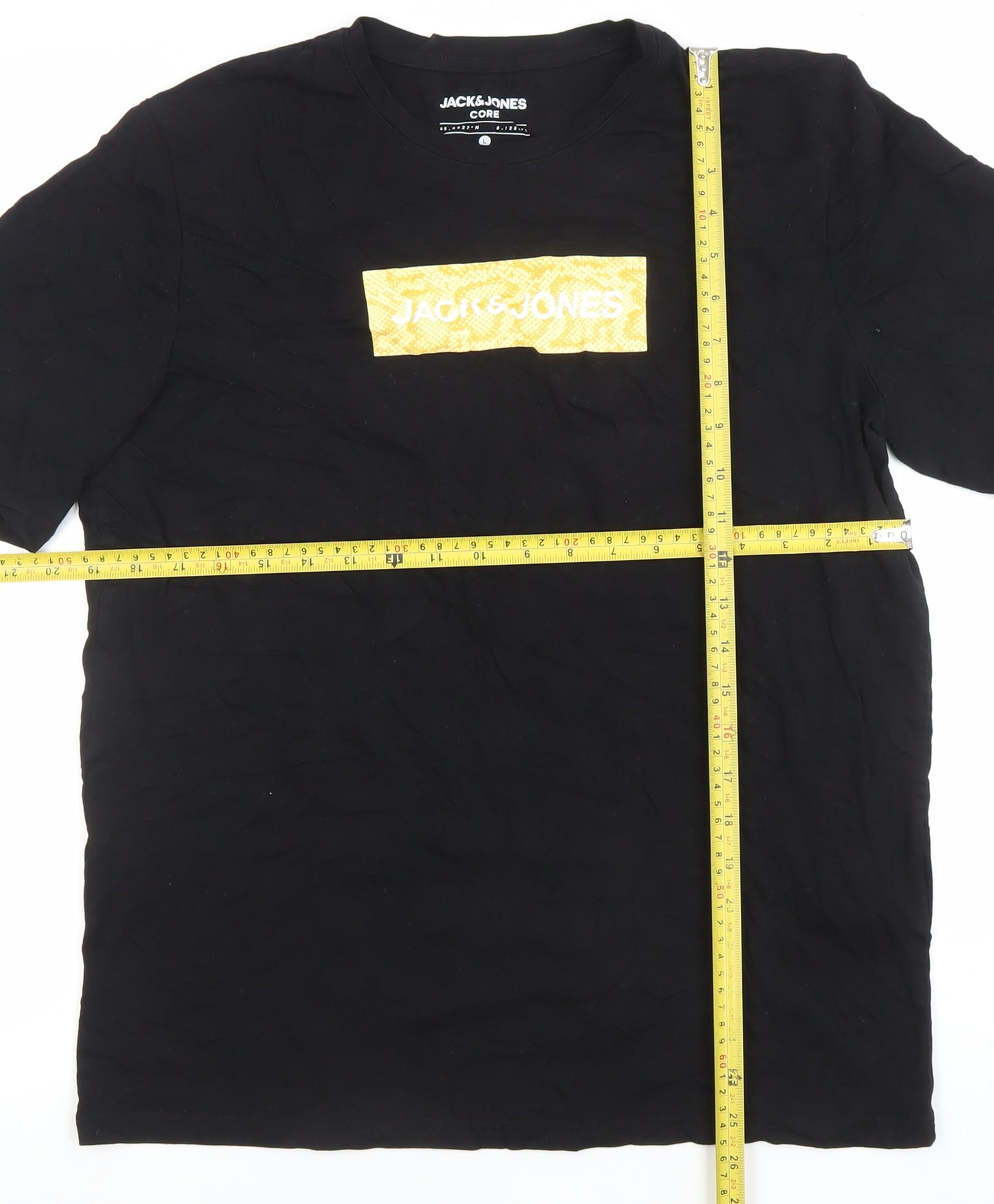 Jack & Jones Men’s Black Logo Graphic Cotton T-Shirt Size L