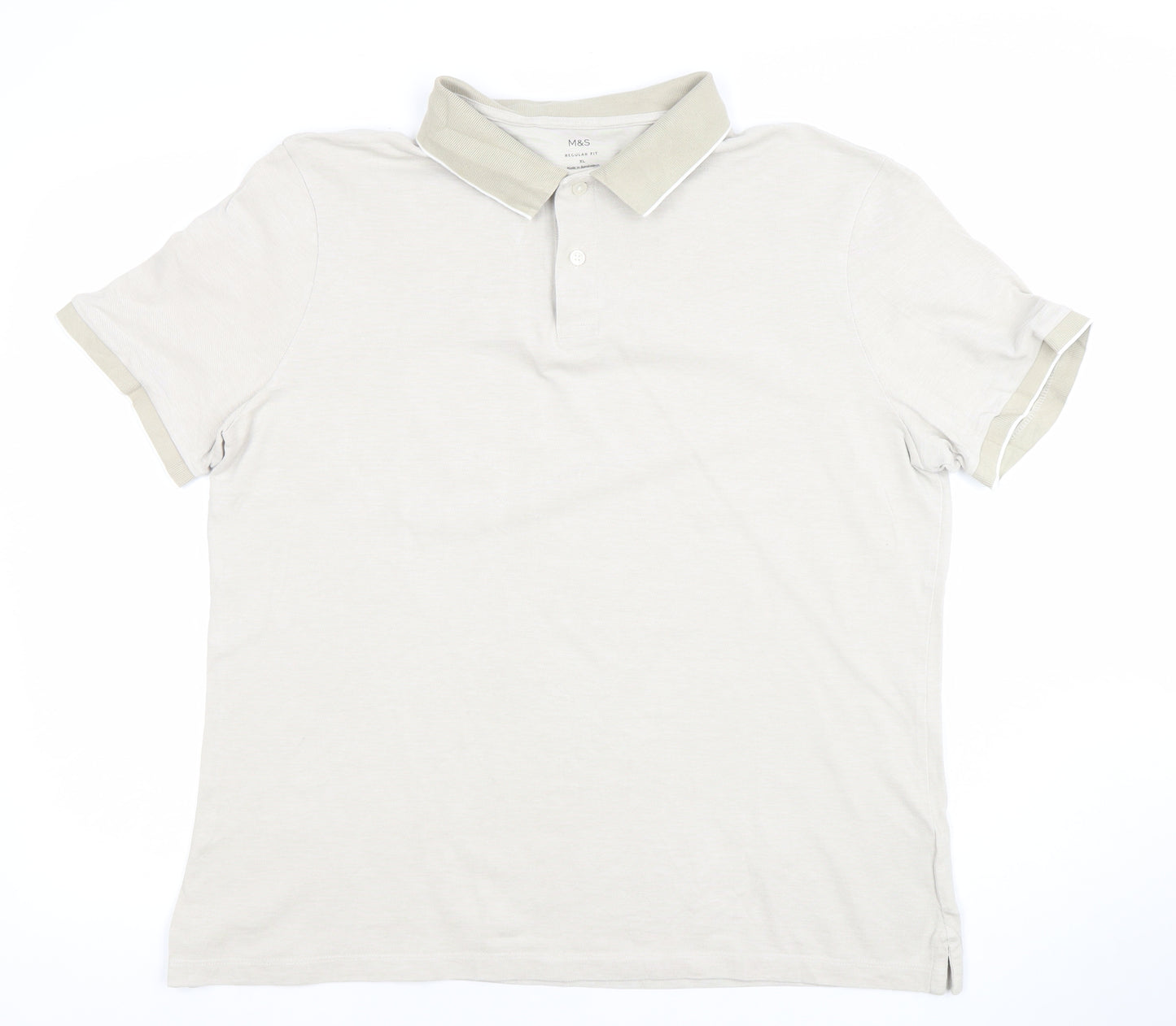 Marks and Spencer Men’s Beige Regular Fit Cotton Polo Shirt XL