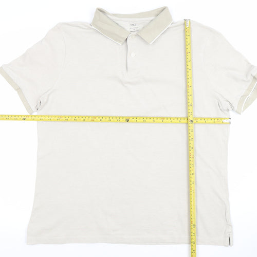 Marks and Spencer Men’s Beige Regular Fit Cotton Polo Shirt XL