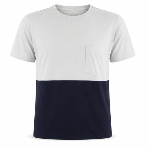 Zara Men Grey Blue Colourblock Cotton Crew Neck T-Shirt Size S
