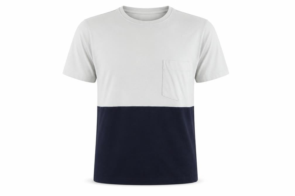 Zara Men Grey Blue Colourblock Cotton Crew Neck T-Shirt Size S