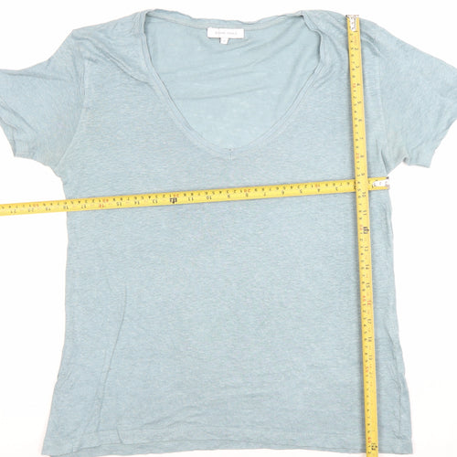 Second Female Women’s Blue Linen V-Neck Short Sleeve T-Shirt Size S