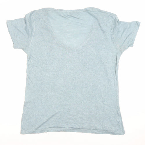Second Female Women’s Blue Linen V-Neck Short Sleeve T-Shirt Size S
