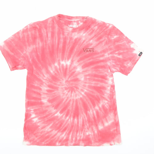 Vans Womens Pink Tie-Dye Classic Fit Cotton T-Shirt Size S