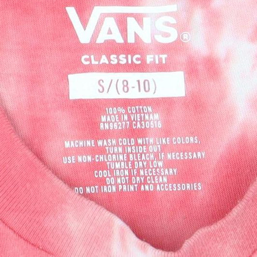 Vans Womens Pink Tie-Dye Classic Fit Cotton T-Shirt Size S
