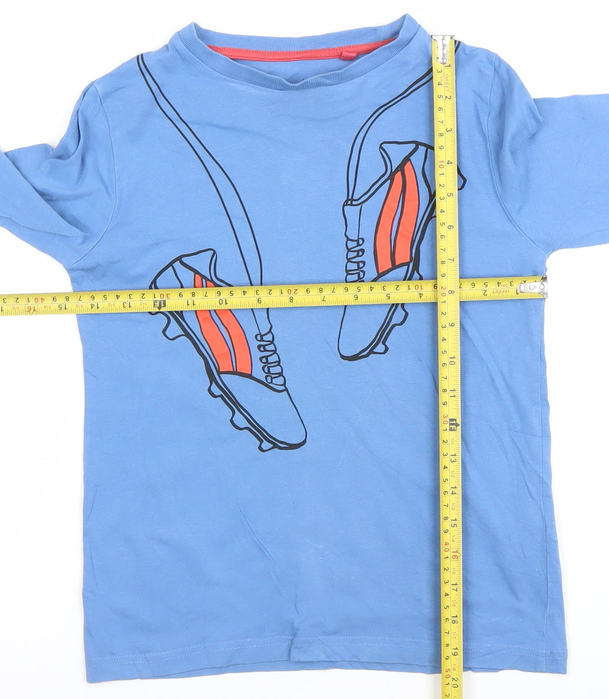 Boden Boys Blue Long Sleeve Graphic Football T-Shirt 9 Years Cotton