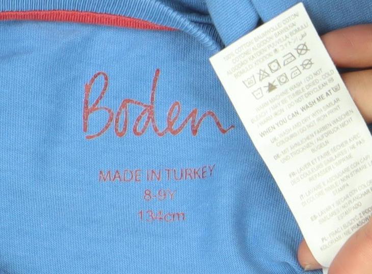 Boden Boys Blue Long Sleeve Graphic Football T-Shirt 9 Years Cotton