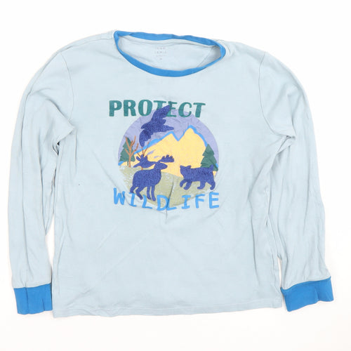 John Lewis Boys Blue Protect Wildlife Graphic Long Sleeve Cotton T-Shirt 10 Years