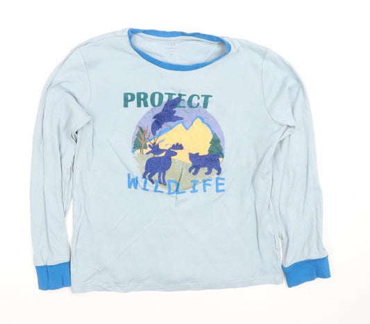 John Lewis Boys Blue Protect Wildlife Graphic Long Sleeve Cotton T-Shirt 10 Years
