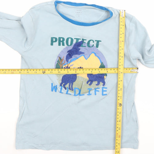 John Lewis Boys Blue Protect Wildlife Graphic Long Sleeve Cotton T-Shirt 10 Years
