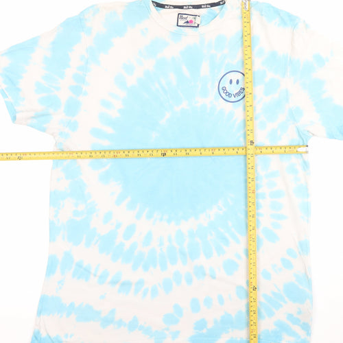 Next Men Blue Tie-Dye Good Vibes Crew Neck T-Shirt Size L
