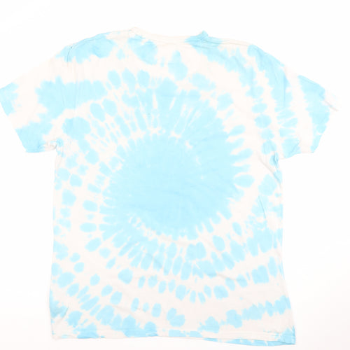 Next Men Blue Tie-Dye Good Vibes Crew Neck T-Shirt Size L
