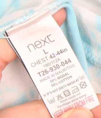 Next Men Blue Tie-Dye Good Vibes Crew Neck T-Shirt Size L