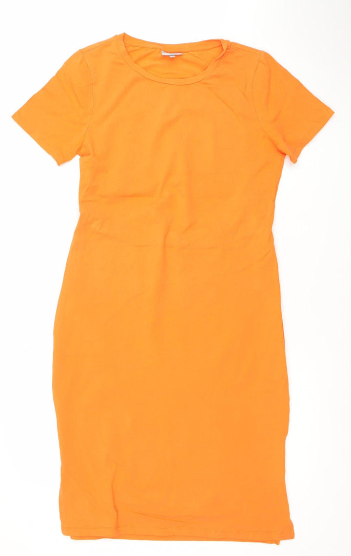 Oliver Bonas Women's Orange Cotton Stretch T-Shirt Dress Size 10