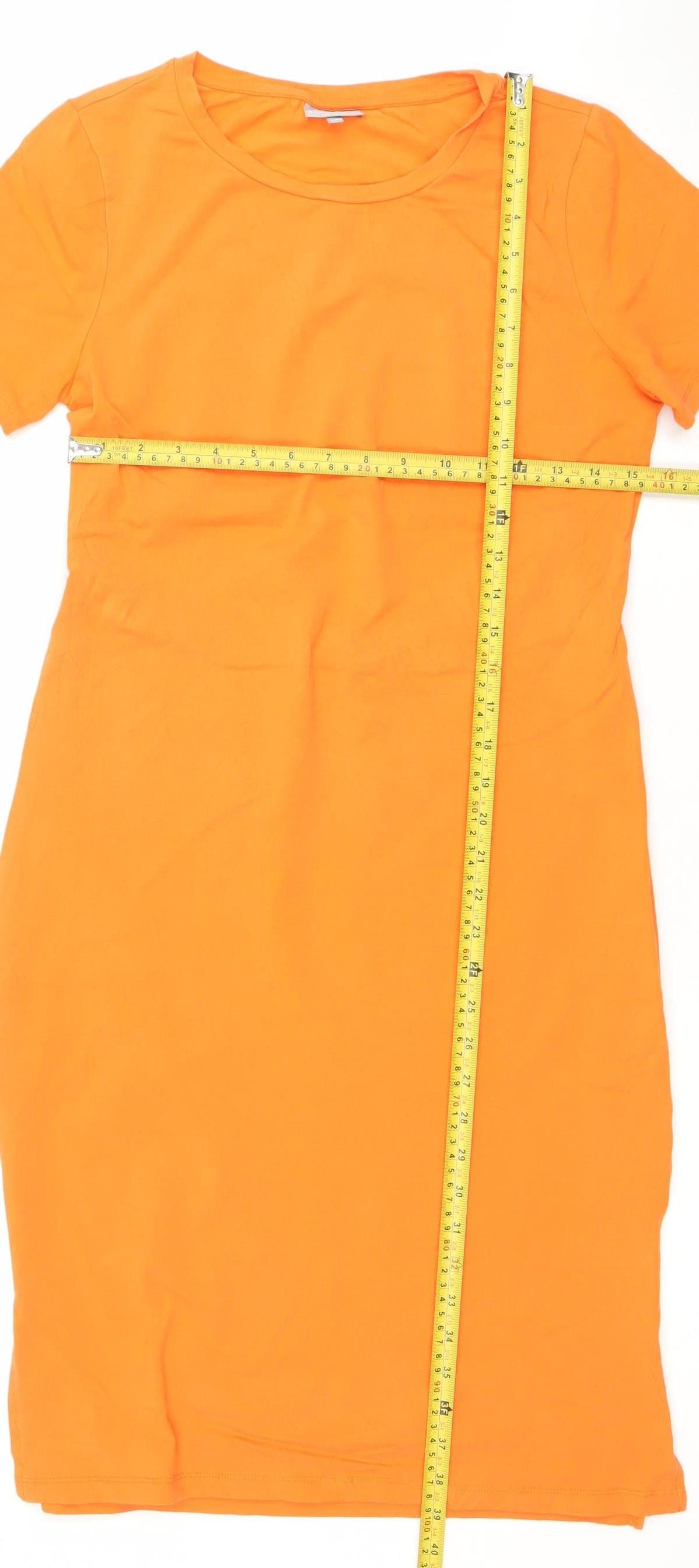 Oliver Bonas Women's Orange Cotton Stretch T-Shirt Dress Size 10