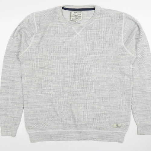 Next Mens Grey Waffle Knit Cotton Blend Crew Neck Jumper Size L