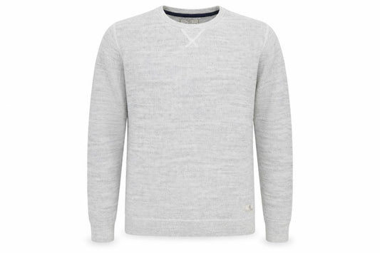 Front view of Next men’s grey waffle knit cotton blend crew neck jumper, size L