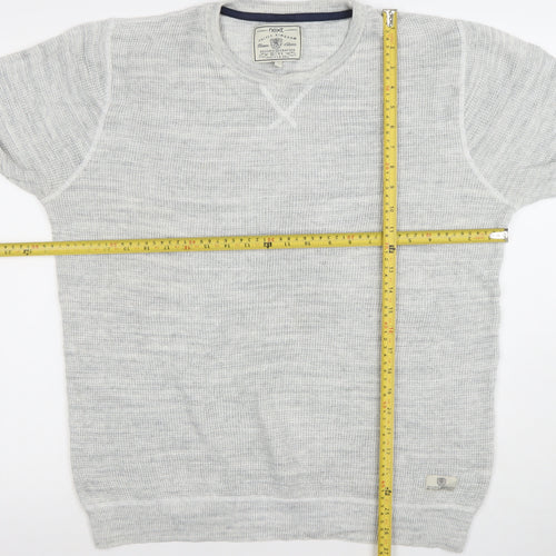 Next Mens Grey Waffle Knit Cotton Blend Crew Neck Jumper Size L