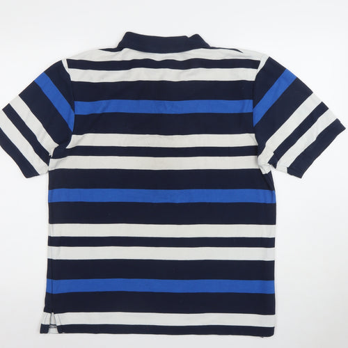 Lonsdale Men’s Blue Striped Polo Shirt Size L Short Sleeve Regular Fit