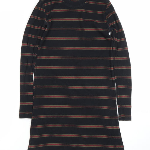 PULL&BEAR Women’s Black Striped Long Sleeve T-Shirt Dress Size S
