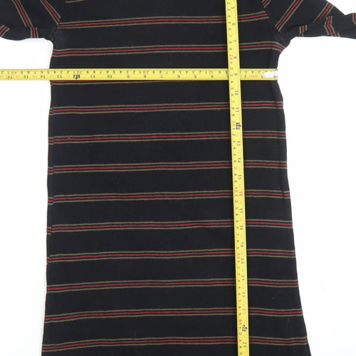 PULL&BEAR Women’s Black Striped Long Sleeve T-Shirt Dress Size S