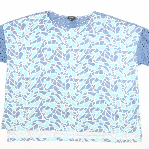 Emreco Women's Blue Short Sleeve Floral Tunic Blouse UK 20