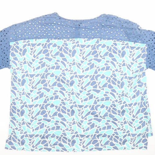 Emreco Women's Blue Short Sleeve Floral Tunic Blouse UK 20