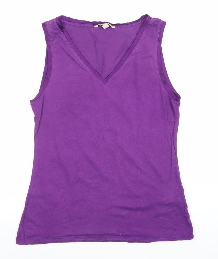 Banana Republic Women's Purple V-Neck Sleeveless Tank Top Size S