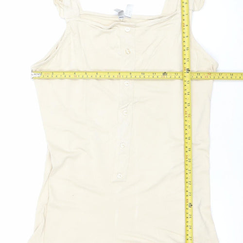 ASOS Women Beige Ruffle Strap Playsuit Size 14 Sleeveless Romper