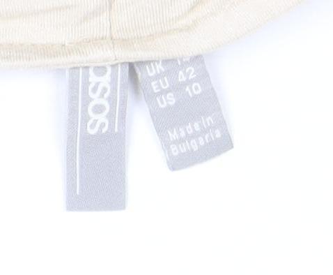 ASOS Women Beige Ruffle Strap Playsuit Size 14 Sleeveless Romper