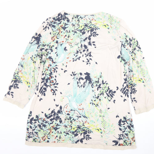 Marks and Spencer Per Una Women's Beige Floral Tunic Top Size 14