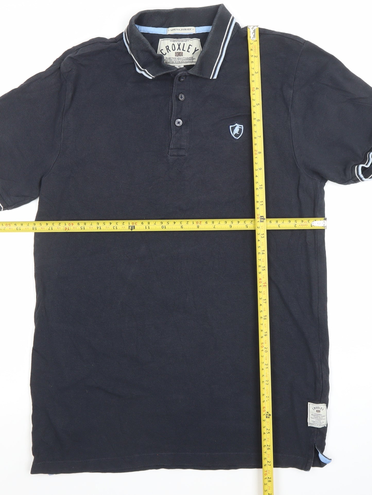 Croxley Men's Black Cotton Polo Shirt Size S Classic Fit