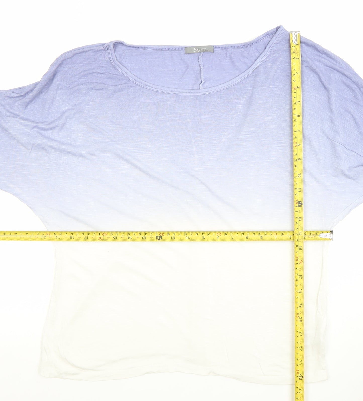 South Women’s Blue Ombre Long Sleeve Viscose T-Shirt Size 10