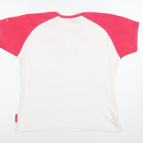 Tate Womens White Pink Ringer Raglan Short Sleeve Cotton T-Shirt M