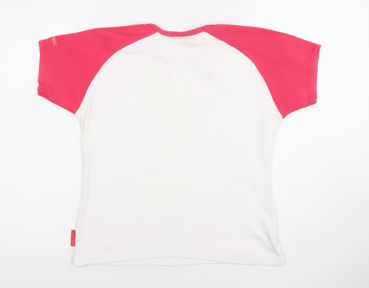Tate Womens White Pink Ringer Raglan Short Sleeve Cotton T-Shirt M