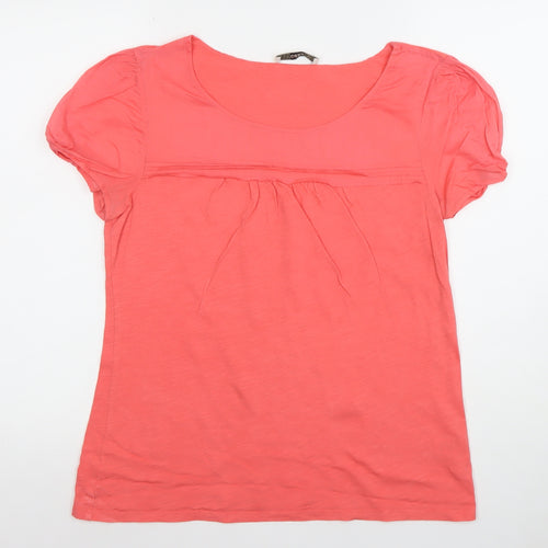 Oasis Women's Pink Cotton Scoop Neck Short Sleeve T-Shirt L