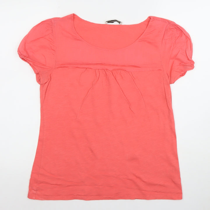 Oasis Women's Pink Cotton Scoop Neck Short Sleeve T-Shirt L
