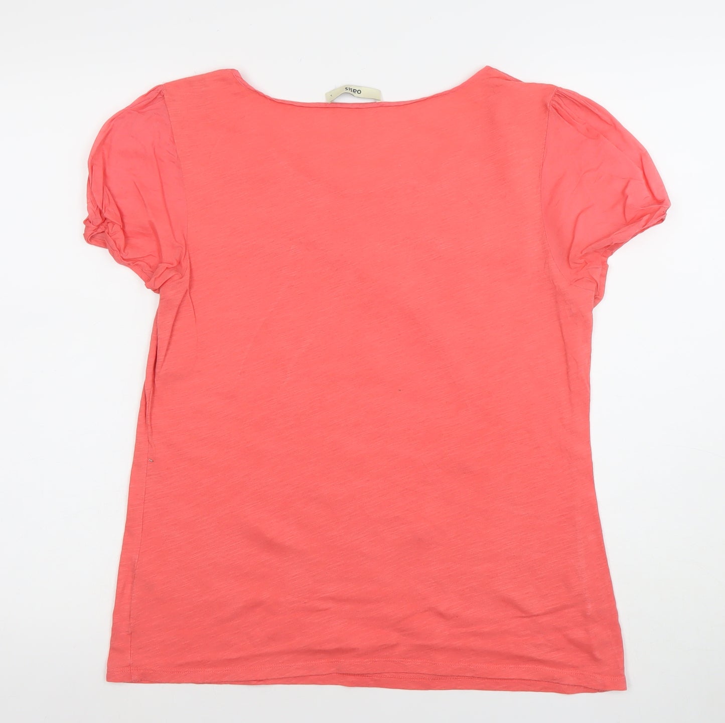 Oasis Women's Pink Cotton Scoop Neck Short Sleeve T-Shirt L