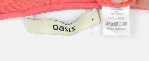 Oasis Women's Pink Cotton Scoop Neck Short Sleeve T-Shirt L