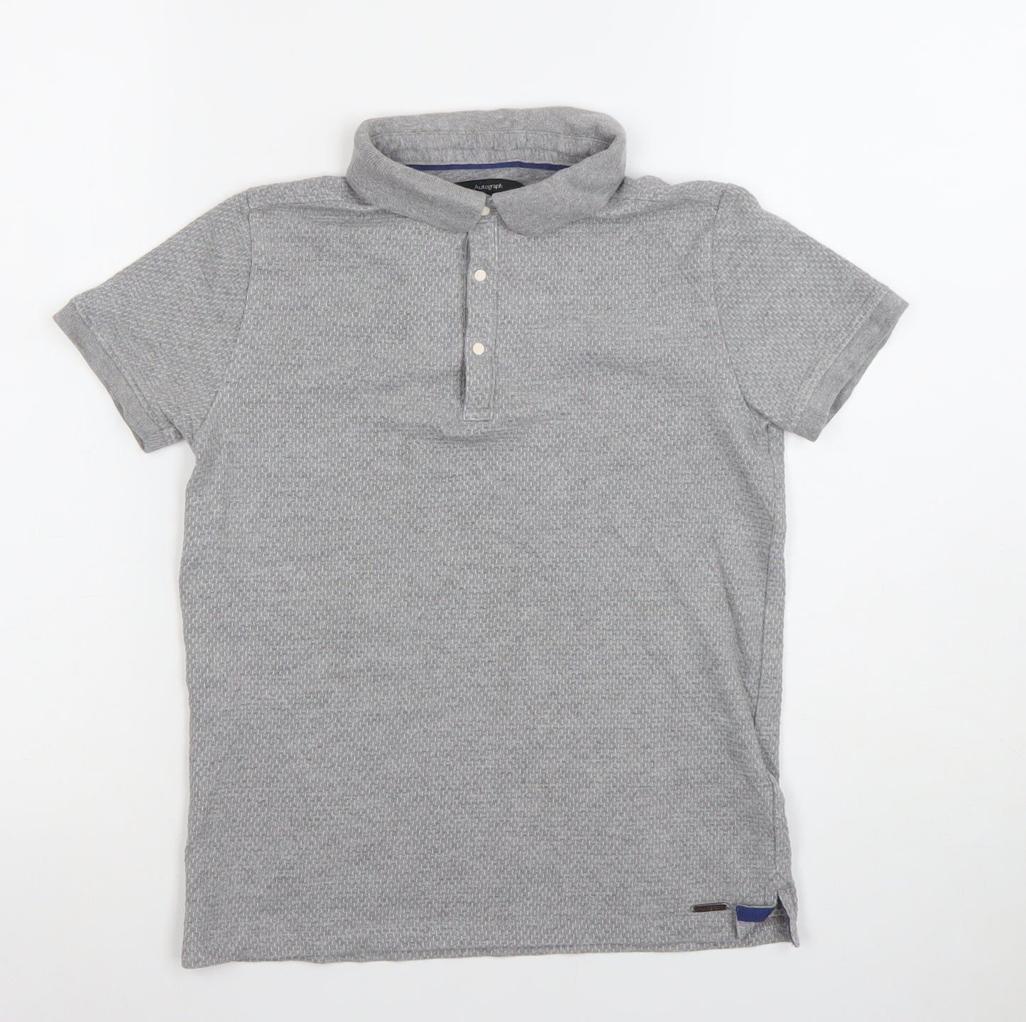 Marks and Spencer Boys Grey Polo Shirt 9-10 Years Short Sleeve Cotton Blend