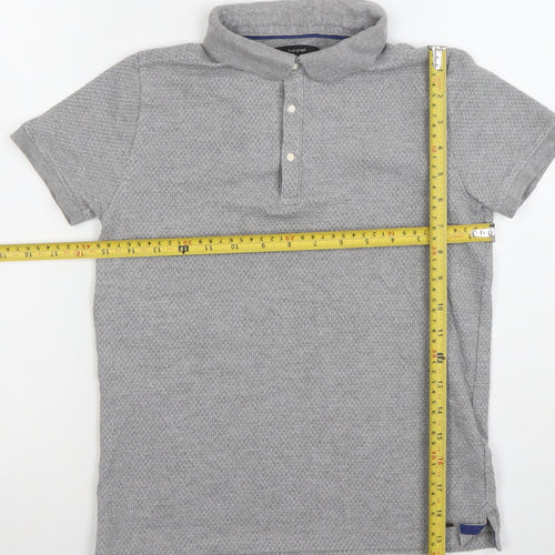 Marks and Spencer Boys Grey Polo Shirt 9-10 Years Short Sleeve Cotton Blend