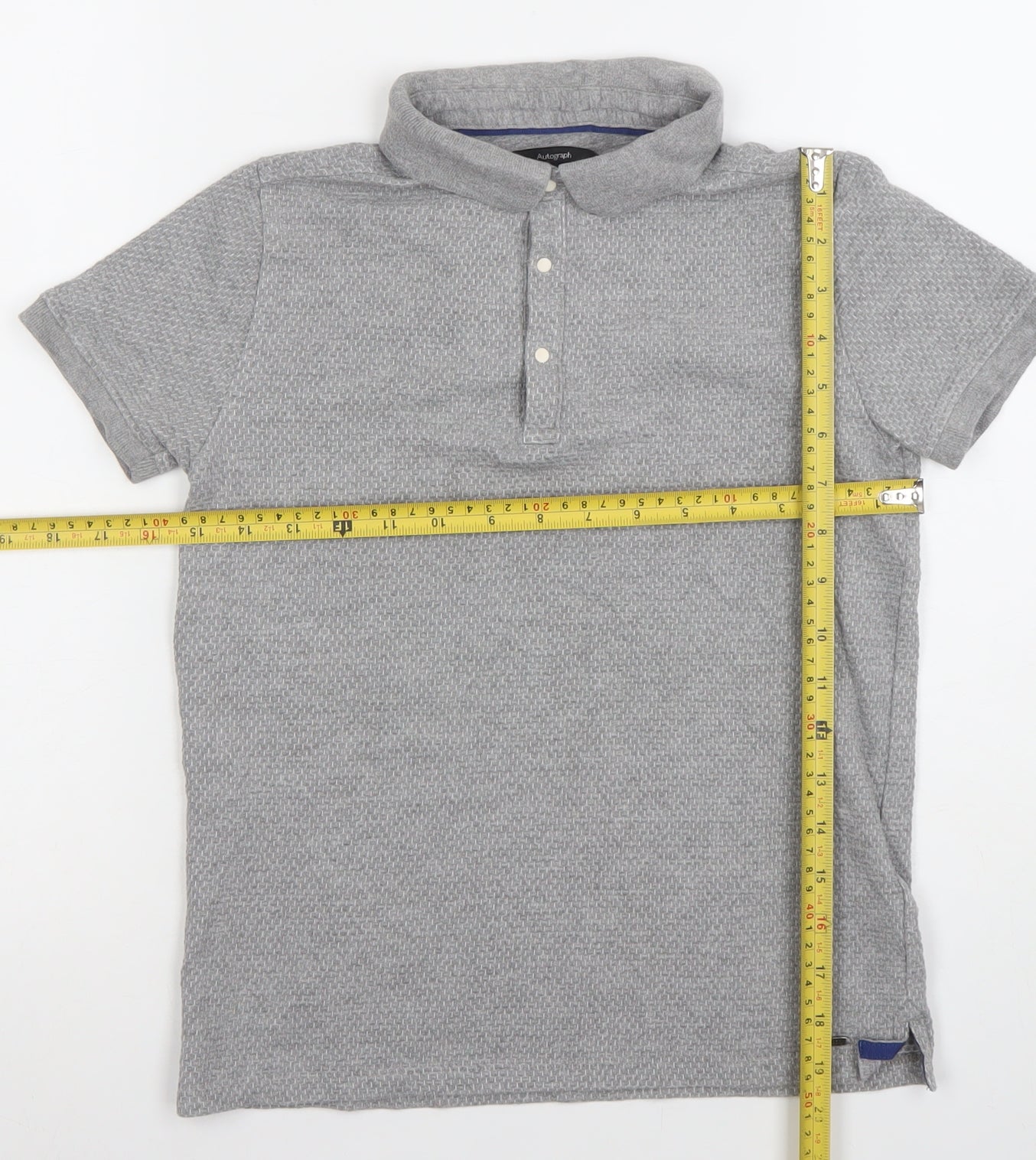 Marks and Spencer Boys Grey Polo Shirt 9-10 Years Short Sleeve Cotton Blend