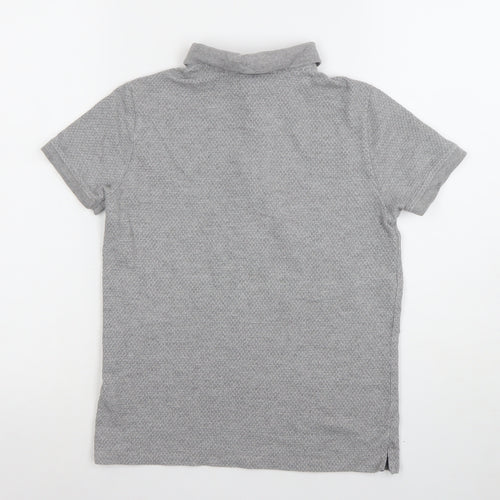 Marks and Spencer Boys Grey Polo Shirt 9-10 Years Short Sleeve Cotton Blend