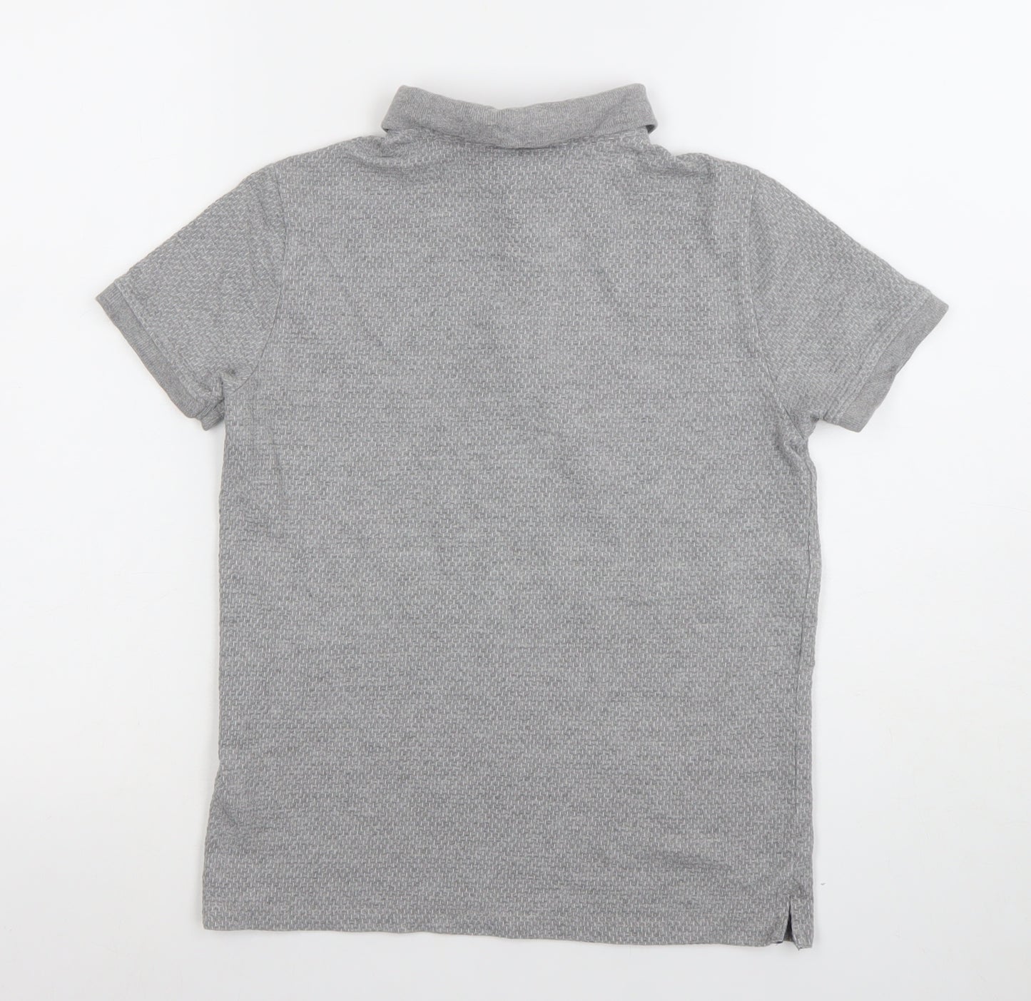 Marks and Spencer Boys Grey Polo Shirt 9-10 Years Short Sleeve Cotton Blend