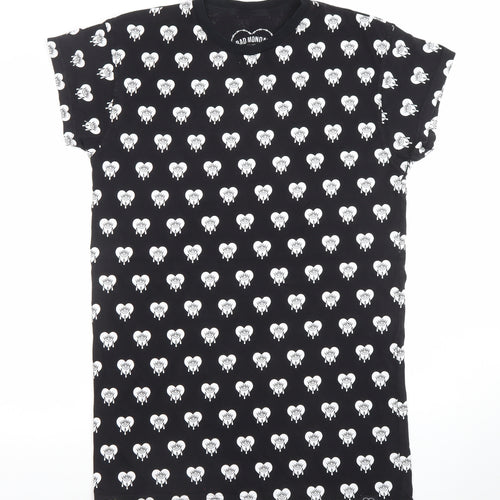 Bad Monday Womens Black Graphic T-Shirt Dress Size 10